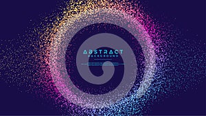 Dynamic abstract liquid flow particles background. Abstract particles circle background. Eps10 Vector background