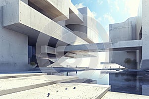 Dynamic Abstract modern urban architecture. Generate ai