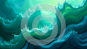 Dynamic Abstract Ocean Captivating Fluid Painting of Waves Light and Underwater Patterns in a Modern Colorful Design