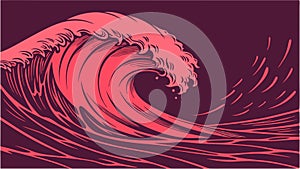 Dynamic Abstract Ocean Wave, Powerful Water Flow, vector design Generative AI