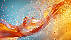 Dynamic abstract orange fluid motion with sparkling details photo