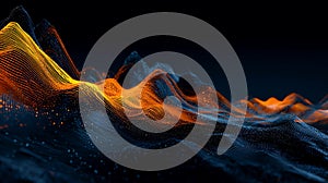 Dynamic abstract representation of flowing data with particles, creating a visually stunning background