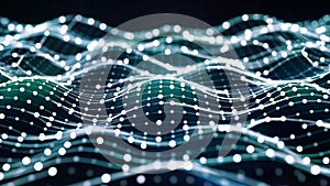 A dynamic, abstract representation of interconnected points and lines