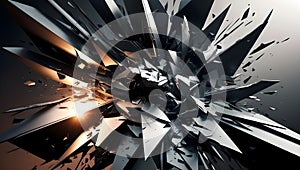 Dynamic abstract scene with sharp, angular shards seemingly exploding outward.
