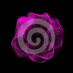 Dynamic abstract-sphere-shape composed of glowing-particles for data and technology.