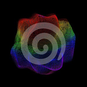 Dynamic abstract-sphere-shape composed of glowing-particles for data and technology.