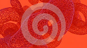 Abstract Red Mesh Network Structure