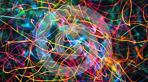 Dynamic abstract texture background with neon fiber optic lines. Ai Generated