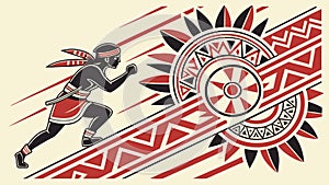 Dynamic Abstract Tribal Runner with Geometric Patterns, vector design Generative AI