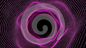 Dynamic abstract-tunnel with digital-particles creating a futuristic-vortex effect design.