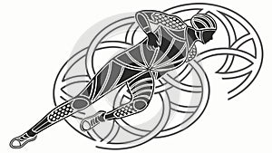 Abstract Figure with Geometric Pattern, Dynamic Athletic Vector Art, vector design Generative AI