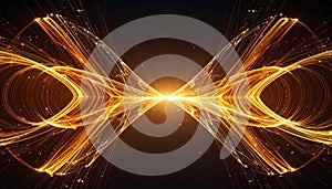 Abstract Golden Energy Flowing Light Trails