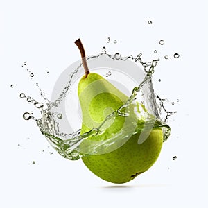 Dynamic Action Sequences: Splashing Waves On A Green Pear