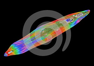 Dynamic aerial map visualization reveals complex data patterns in vibrant colors