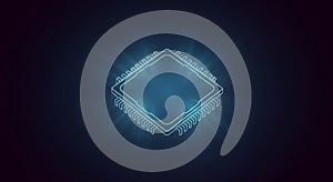 Abstract Glowing Microchip: Digital Technology Illustration for AI and Future Computing Professionals