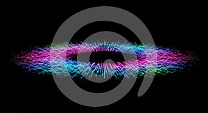 Vibrant Neon Sound Wave Ring: Abstract Digital Data Visualization for Technology and Media Projects