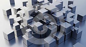 Abstract Geometric Pattern of Blue White Cubes