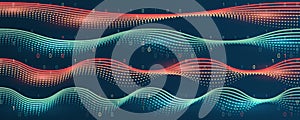 A dynamic array of information consisting of multi-colored lines and waves. Data sorting process. Big data stream futuristic