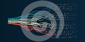 A dynamic array of information consisting of multi-colored lines and waves. Data sorting process. Big data stream futuristic