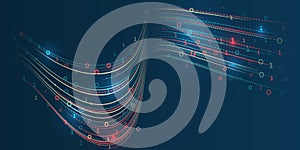 A dynamic array of information consisting of multi-colored lines and waves. Data sorting process. Big data stream futuristic