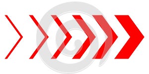 Dynamic arrows isolated on white background.