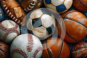 Dynamic Assortment of Sports Balls Including Soccer, Basketball, and Baseball with Realistic Texture