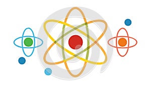 Dynamic Atom Model Icon with Electrons and Nucleus, vector design Generative AI