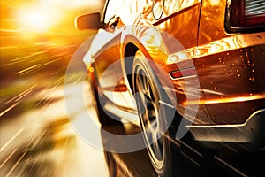 Dynamic automotive themed background with electrifying bokeh effect and high octane racing visuals.