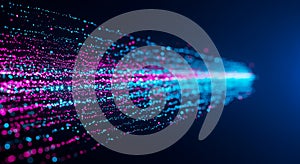 Abstract flow of digital information in neon colors