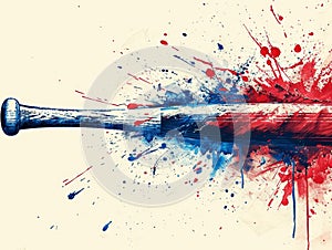 Dynamic Baseball Bat with Explosive Color Splash photo