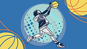 Dynamic Basketball Player in Abstract Geometric Scene, vector design Generative AI