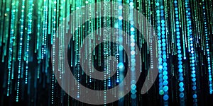 Dynamic Binary Code Stream Abstract Visual Representation of Data Flow Across a Digital Matrix Display