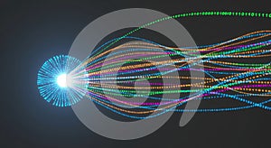 Dynamic binary data stream visualization: high-speed digital flow and connectivity for modern technology.