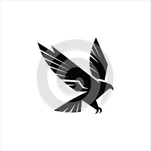 Dynamic Black Eagle Logo with Sharp Geometric Wing Design