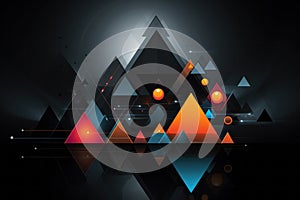 Dynamic Black and Orange Triangle Pattern - Abstract Geometric Background