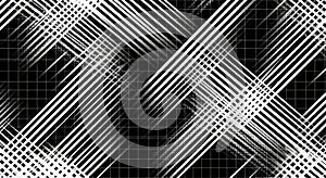 Dynamic black and white intersecting lines abstract pattern