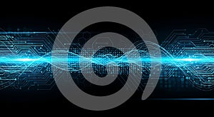 Dynamic blue digital data wave technology background