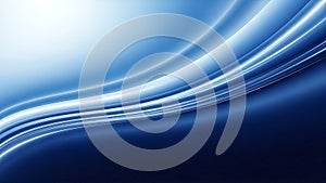 Dynamic Blue Gradient Abstract with Luminous Curved Waves and Smooth Flowing Light Trails