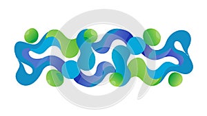 Dynamic Blue Green Abstract Blob Seamless Pattern, vector design Generative AI