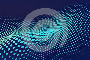 Dynamic blue halftone wave pattern for high-tech digital background.