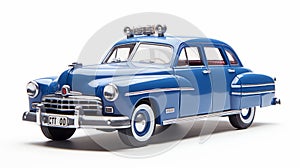 Dynamic Blue Model Police Car: 1940s-1950s Style