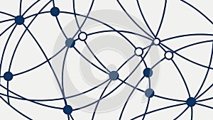 Dynamic blue network lines and nodes abstract background, vector design Generative AI