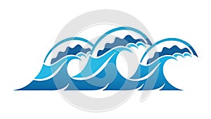 Dynamic Blue Ocean Waves Element or Border, vector design Generative AI