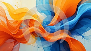 Dynamic Blue and Orange Abstract Fluid Art: A Vibrant Swirl photo