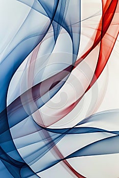 Dynamic blue and red curves dance on a white canvas