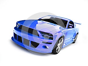 Dynamic blue sports car