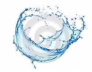 Dynamic Blue Water Splash Isolated on White Backdrop for Abstract Visuals