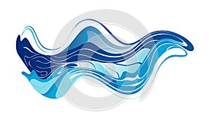 Dynamic Blue Wave Design, Abstract Fluid Flow Vector Graphic, vector design Generative AI