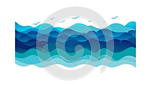 Dynamic Blue Waves Pattern Icon, Ocean Movement, Water Abstract, Liquid Texture, vector design Generative AI