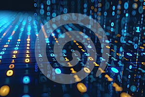 Dynamic Blur Light with Binary Code Zero and One Computer Language. Data Transfer Banner Concept with Motion Lighting Effects
